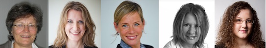 V.l.n.r.: Ursula Höf, Vanessa Jopp, Isabel Krolla, Claudia Linzer, Su Nicholls-Gärtner